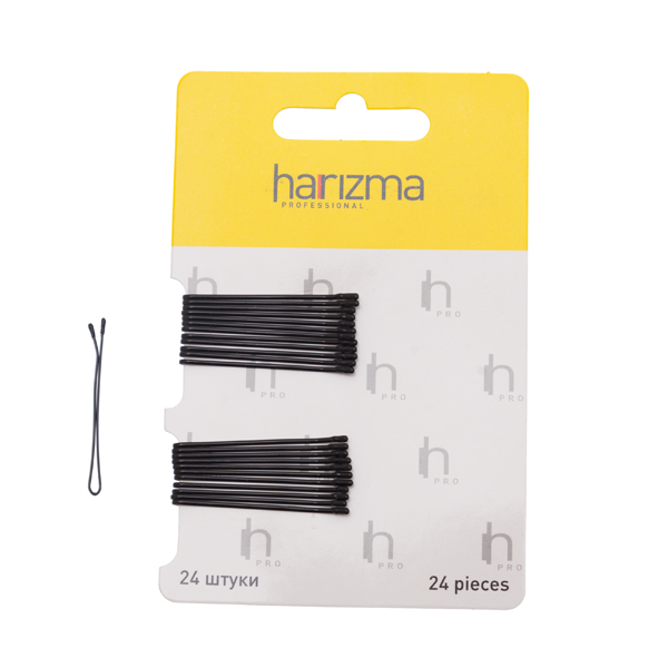 _ Harizma невидимки 40 мм прямые 24 шт черные (Х)